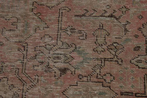 Vintage Geometric Muted Pink Tebriz Area Rug 7x9 Hand-knotted Living Room Carpet - Picture 9 of 24
