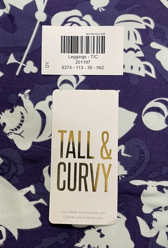 LuLaRoe Disney ALICE IN WONDERLAND Soft Stretch Leggings Size TC Tall & Curvy - Picture 2 of 12