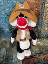 Sylvester the Cat Plush Six Flags Cowboy Outfit 1999 looney toons vintage