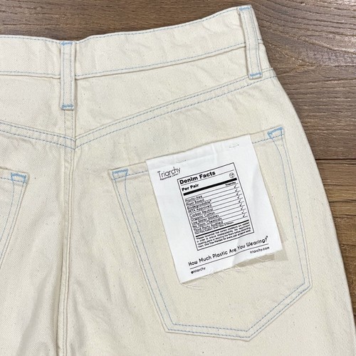 Triarchy Damenjeans 31 Ms Hart Blütenblattsaum hoher Bund gerades Bein Denim cremefarben neu mit Etikett - Bild 11 von 15