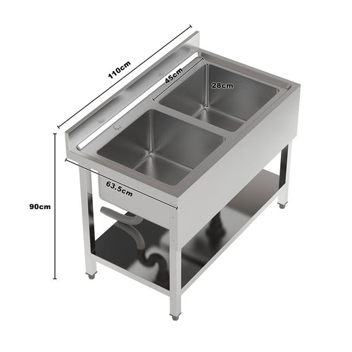 Single/Double Catering Sink Commercial Kitchen Stainless Steel Bowl Drainer Unit - Picture 78 of 103