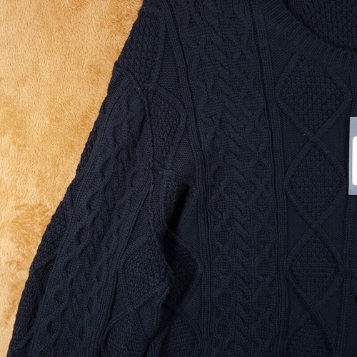 JOHN VARVATOS Sweater Mens XL Black Pullover Crew Cable Knit DOTEL $348 - Picture 3 of 8
