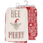 Christmas-Themed Kitchen Towel Set - Bee Merry Santa Hat Design