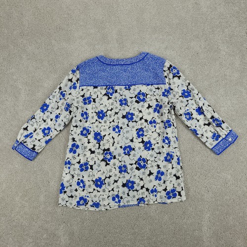 Talbots Womens Tunic Top Blue 0X Chiffon Popover Floral V-Neck 3/4 Sleeve - Picture 10 of 12