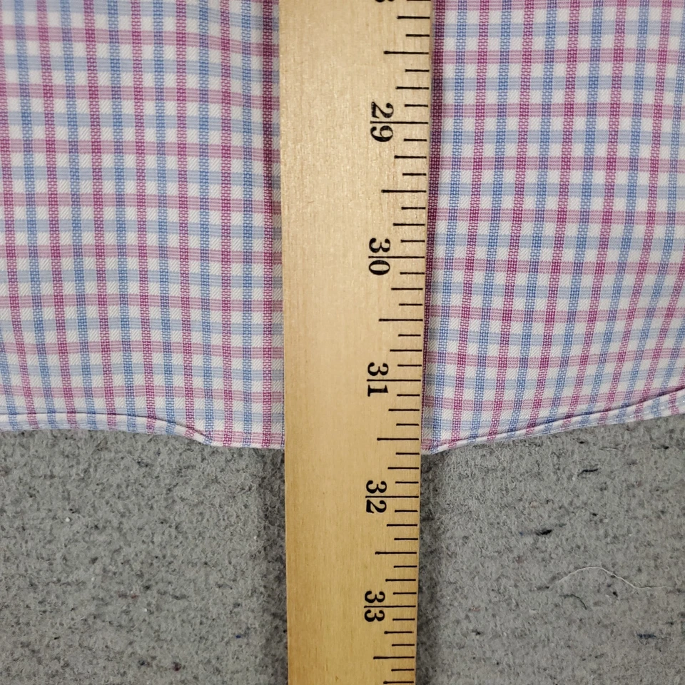 Camisa David Donahue Para Hombre Talla 16 Azul Púrpura Vestido A Cuadros Abotonada Manga Larga Foto 4 de 4