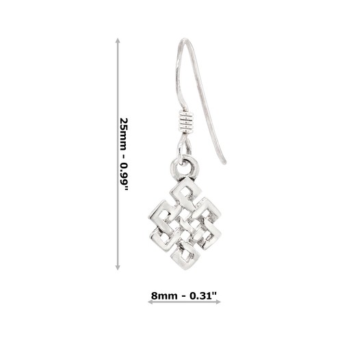 Celtic Knot Angular Diamond Shaped Sterling Silver 925 Hook Earrings - Picture 5 of 6