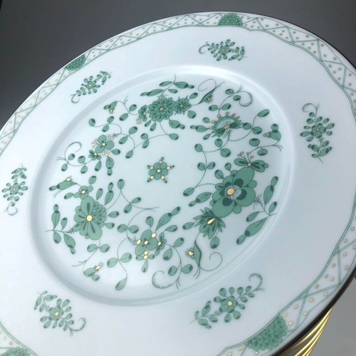 Gebrauchter Raynaud Limoges grüne Blumen Teller 10,6 Zoll (27 cm) 6er Set - Bild 5 von 16