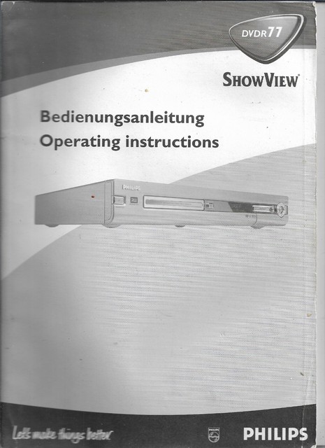 Philips DVDR 77 DVD Recorder Deutsch Engish Bedienungsanleitung Operating instr VR11270 Philips DVDR 77 DVD Recorder Deutsch Engish Bedienungsanleitung Operating instr VR11270