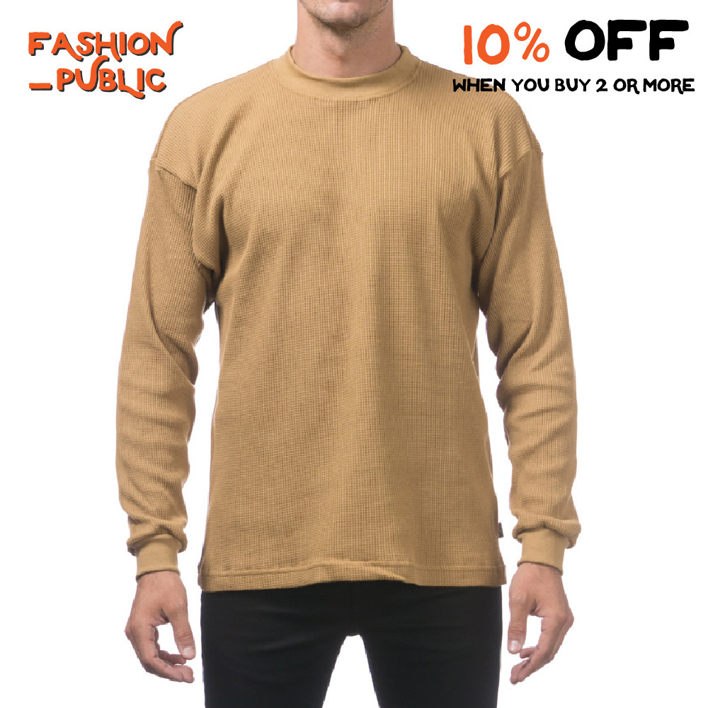 PROCLUB PRO CLUB MEN'S HEAVYWEIGHT THERMAL LONG SLEEVE T SHIRT CASUAL WAFFLE TEE - Picture 21 of 23