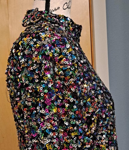 Pride Rainbow Lounge Singer Las Vegas Sequined Midi Cocktail Party Dress S:12 - Picture 6 of 23