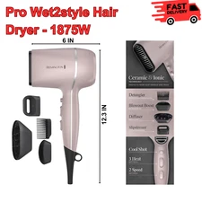Remington Pro Hair Dryer & Styler 2in1 Powerful w/ Comb Detangler Ionic &Ceramic