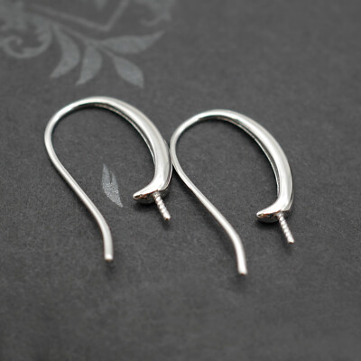 アクセサリー ten silver925 wave hook pierce 925 Sterling Silver Hook Earrings Ear Wires w/ Pearl Bead