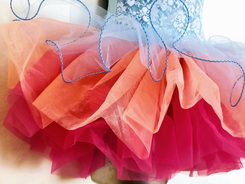 GARDINENRUF NEU Erwachsene oder Kinder Ballett Tutu blau Blume Spitze bunt Lagenlook - Bild 9 von 12