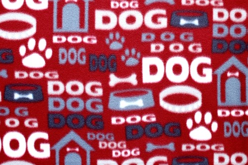 BTY*DOG DOG DOG* HOUSE* BONES *COLLARS MAROON BACKGROUND FLEECE FABRIC 60X36" - Picture 2 of 2