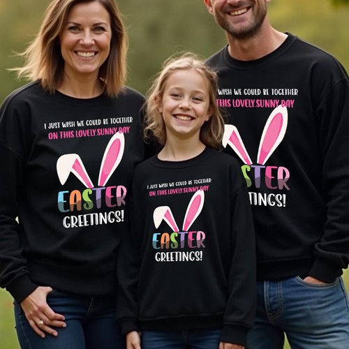 Family Bunny Ears Happy Easter Sweatshirts Jumper Festival Holiday Party #ED - Picture 11 of 27