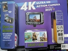 Vivitar 4K Ultra HD Action Camera Kit, Dual Screen, Wifi, Bonus Battery, 64GB