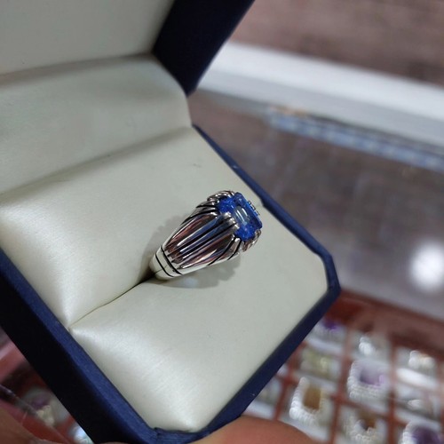 Original Swiss Blue Topaz Real London Blue Topaz Stone Sterling Silver 925 Ring - Picture 2 of 4