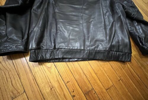Chaps Leather Bomber Jacket Cotton Lined Buttery Soft Leather Black Men's 2XLT - Picture 11 of 21
