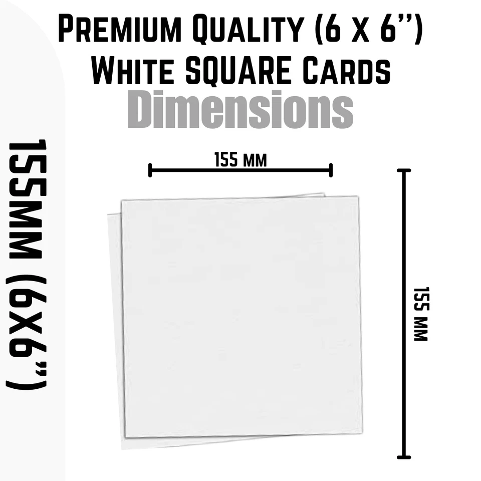White Square Cards 6 x 6'' (155 x 155mm) 250GSM - Multiple Pack Sizes Sheets - Image 4 of 4