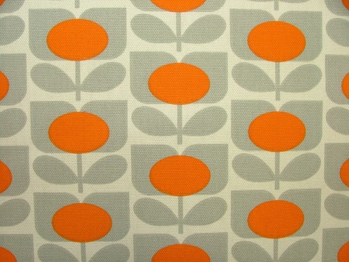 Tessuto tappezzeria tenda cotone arancione ciclamino ciclamino design Orla Kiely Ditsy - Foto 2 di 8