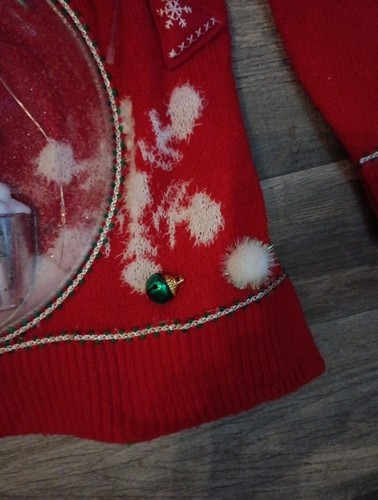 Tacky UGLY CHRISTMAS SWEATER Schneekugel Lebkuchenmann LEUCHTET* Party - Bild 3 von 10