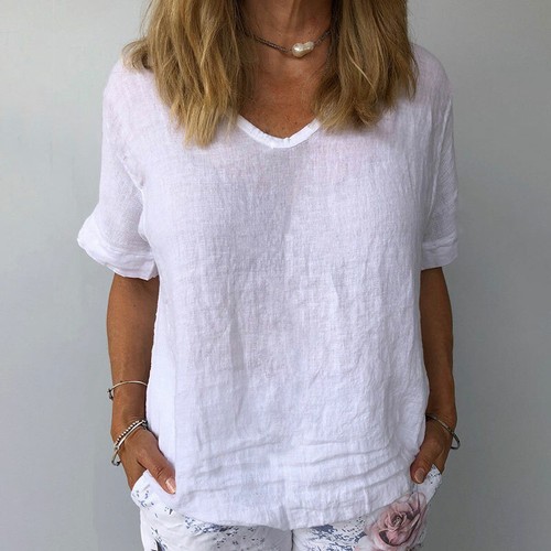 Short Sleeve Top Jumper T-Shirt Casual Loose Solid Summer Loose G N ≌ - Picture 3 of 15