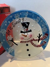 Rite Aid “Let It snow” Snowman 11.25” Holiday Plate With Stand “decoration Only”
