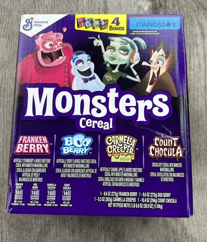 NEW Monsters Breakfast Cereal Quadruple Variety Pack (39.2 Ounce) 4 Boxes Boo