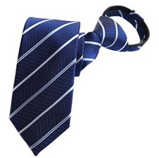 Men's Boy's Zipper Tie Business Wedding Solid Checks One Size Midnight Blue