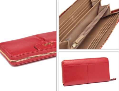 NEW Coach Cherry 100% Leather zip around accordian wallet F48102 $248 - Picture 2 of 6