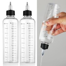 2Pc Plastic Hair Color Applicator Bottle 8.5oz W/Scale Twist Cap For Oil RootDye