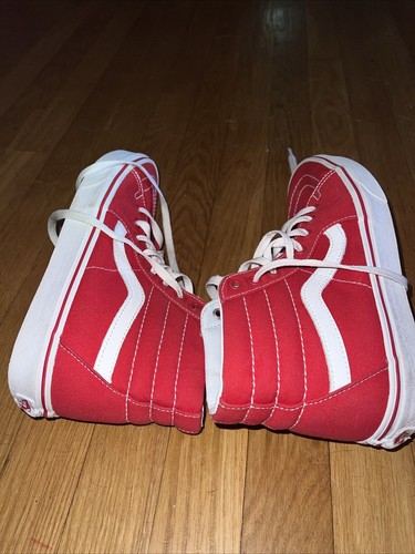 Vans SK8 Hi Red Suede Shoes Skater HighTop Sneaker Unisex Men’s Sz 8 Women’s 9.5 - Picture 9 of 24