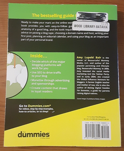 Blogging For Dummies by Amy Lupold Bair PB 2019 Wiley 7th Edition social media - Picture 2 of 6