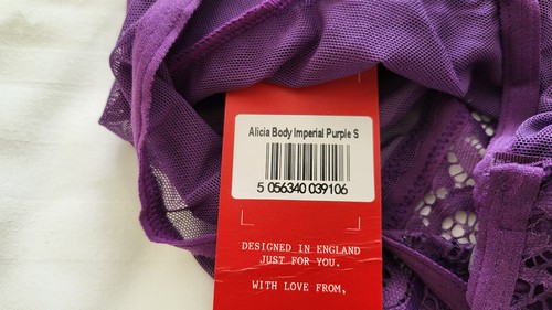 BNWT - TUTTI ROUGE Sheer Mesh & Lace Purple Bodysuit - Size S - Picture 7 of 7