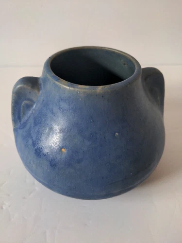 Vintage Brush McCoy Art Vellum 1930s Art Deco Pottery Mottled Blue Ceramic Vase
