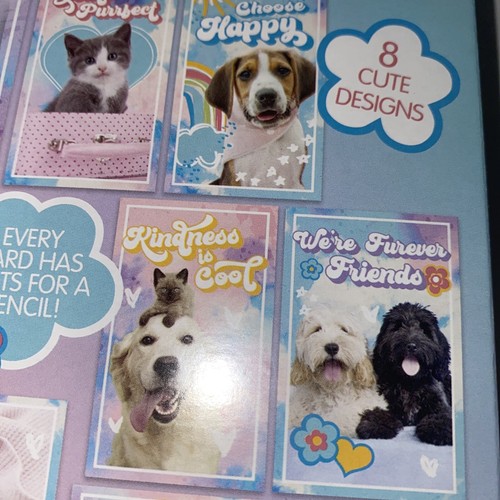 16 Bleistifte Rachael Hale Valentinstag Karten Kätzchen Hund Regenbogen Katze Kinder Neu - Bild 4 von 5