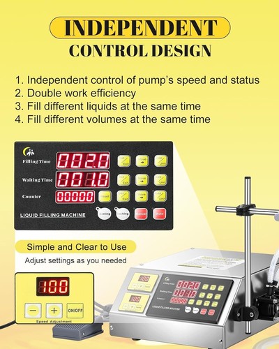 Liquid Filling Machine 22oz/min Peristaltic Pump Bottle Filler, Double Nozzle - Picture 4 of 6