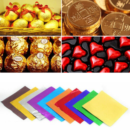 100pcs Chocolate Foil Paper Aluminum Wrappers Candy Sweets Package Wedding Decor - Picture 4 of 19
