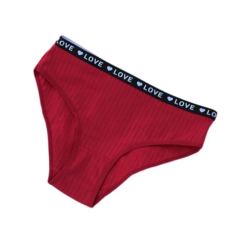 2 x Ladies Knickers Cotton Underwear Women Panties Love Ribbed Printed Briefs - Picture 10 of 22