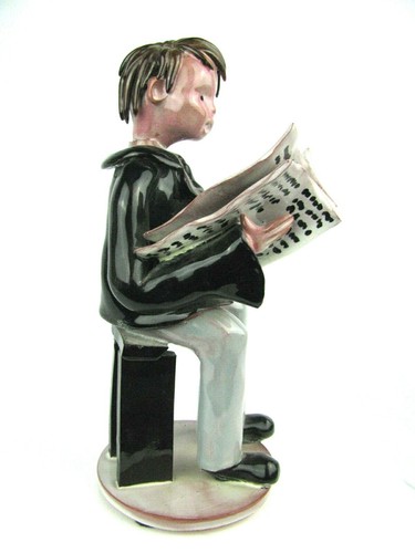 VINTAGE ULI'S ORIGINALS HANDMADE TERRA COTTA FIGURINE ULRIKE HOOPE BOY 1994 - Picture 4 of 5