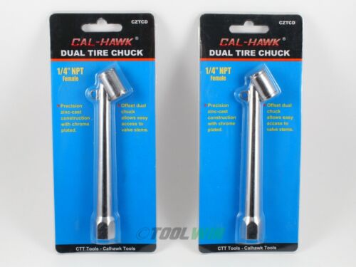 2 pc Air Dual Tire Chuck Long Trucks Cars Tool Inflator 1/4" NPT - Picture 2 of 2