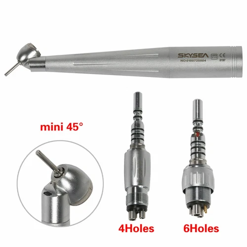 MINI 45 Degree Turbine Dental Fiber Optic Handpiece fit 4/6H Quick Coupler