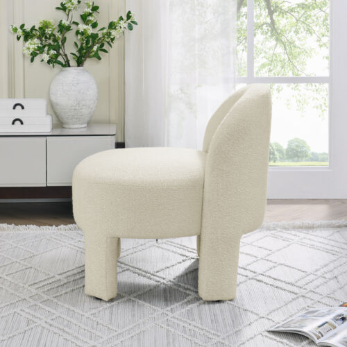 Modern Accent Chair Fabric Upholstered Soft Leisure Chair Single Sofa Seat Beige - Picture 3 of 11