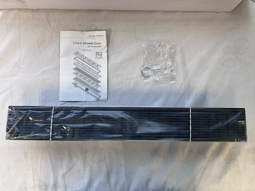 Signature Hardware 24" Carmen Outdoor Linear Shower Drain - Matte Black - Picture 1 of 6