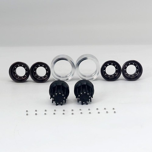 JDM 1Paar Metall hinten Doppelradnabe für TAMIYA DIY 1/14 RC Tractor Truck Auto - Bild 7 von 8