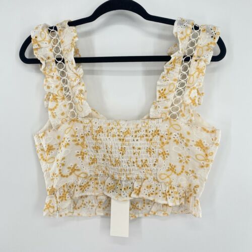 Rahi NWT Perrie Bralette Sleeveless Lace Detail Cropped Cotton Eyelet Large New - Picture 3 of 10