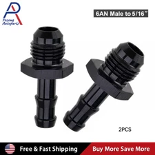 2PC AN6 6AN Male Straight To 5/16" Push Lock Barb Adapter Oil Fuel Hose Fittings