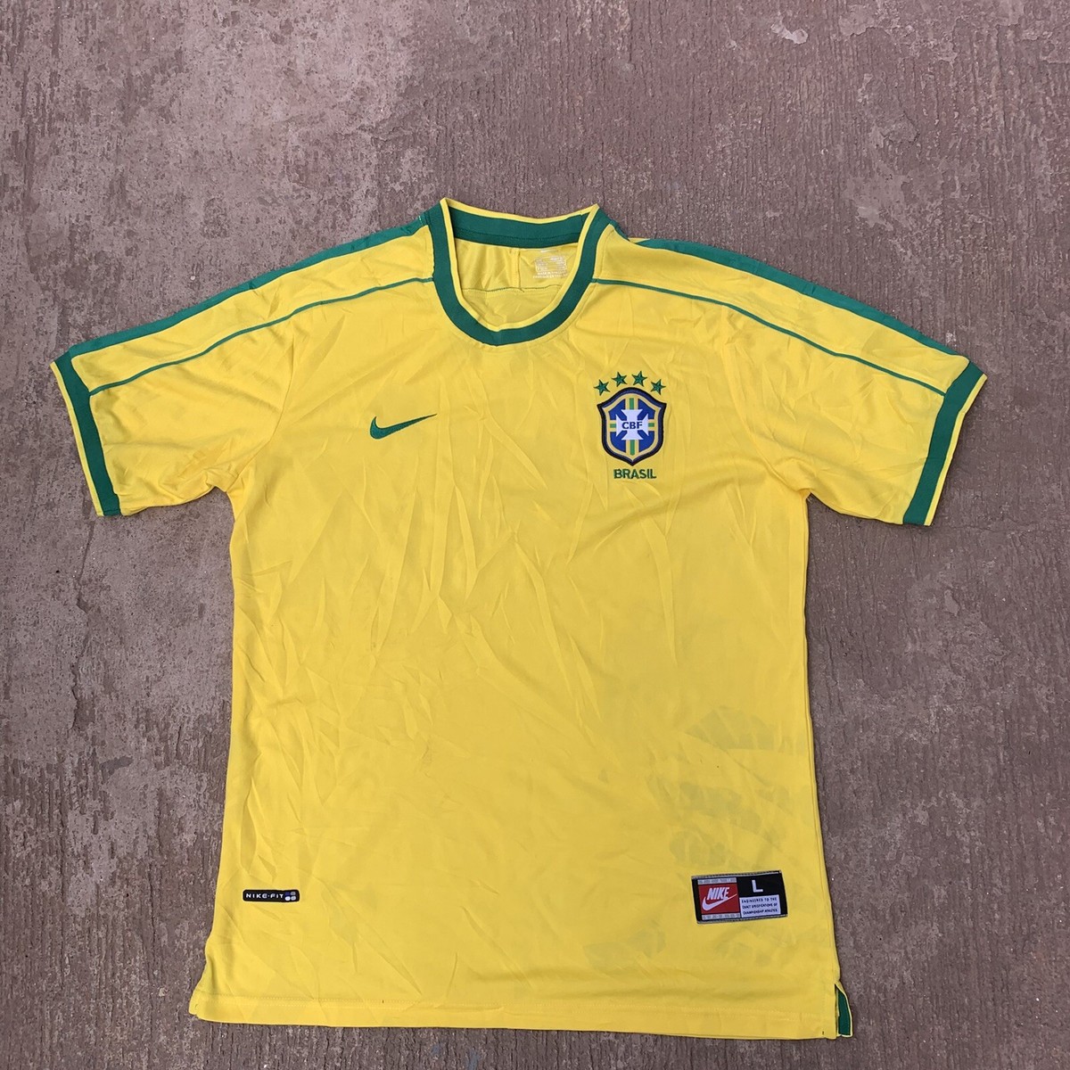NIKE ブラジル代表 ユニフォーム M ホーム 黄色 ナイキ 1998 Vintage Nike Brazil Home Jersey Mens Medium Yellow 1998 FIFA