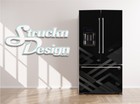 Black Modern Geometric Stripes Grey Fridge Freezer Wrap Side Door Vinyl Decal
