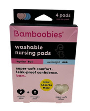 Bamboobies Nursing Pads Washable Reusable Leak Proof 2 Regular and 2 Overnight